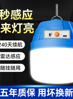 雷达感应灯夜间自动人来即亮楼梯室外免布线充电灯不插电led灯泡