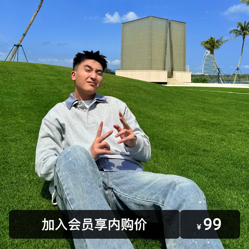 SANBAI假两件套头卫衣