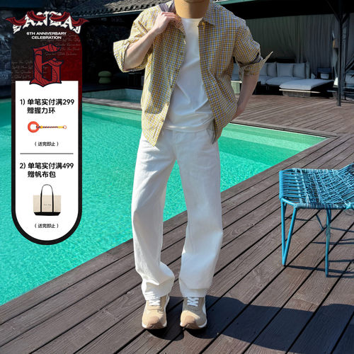 SANBAI叁佰微弯刀纯棉休闲裤