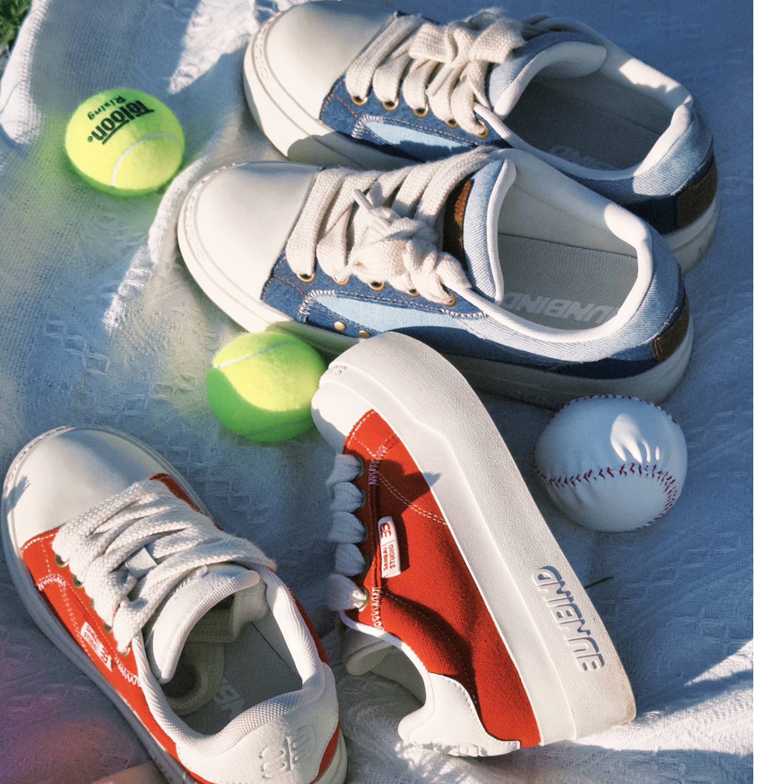 3unbind·3B大头鞋红蓝帆布鞋