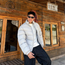 SANBAI 叁佰【357克高充绒】灰色加厚白鸭绒羽绒服冬季短款外套男