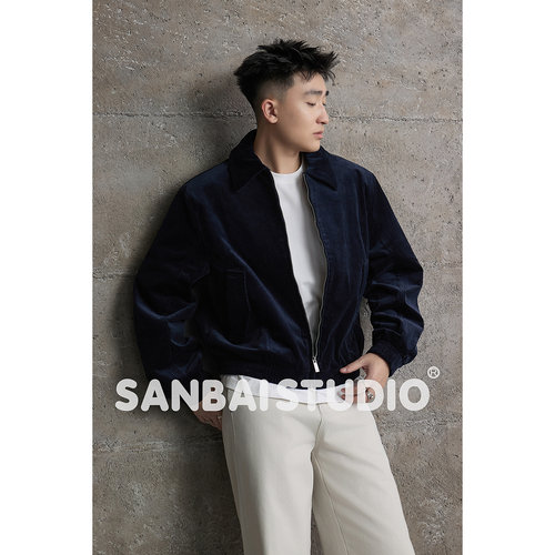 SANBAI叁佰黛色垫肩夹克