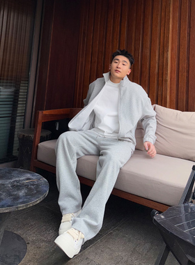 SANBAI 叁佰灰色运动长裤男士懒人百搭裤子春季休闲直筒宽松卫裤