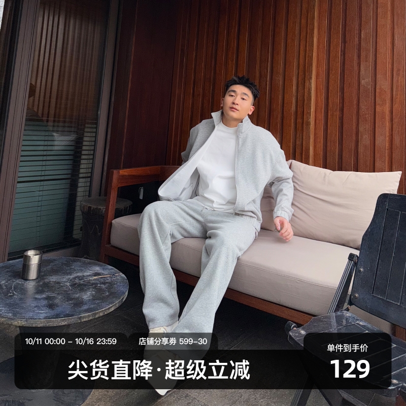 SANBAI叁佰春夏灰色运动长裤