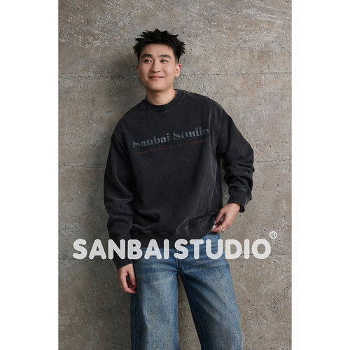 SANBAI叁佰渐变水洗卫衣