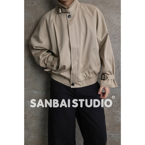 SANBAI叁佰高智感短款风衣夹克
