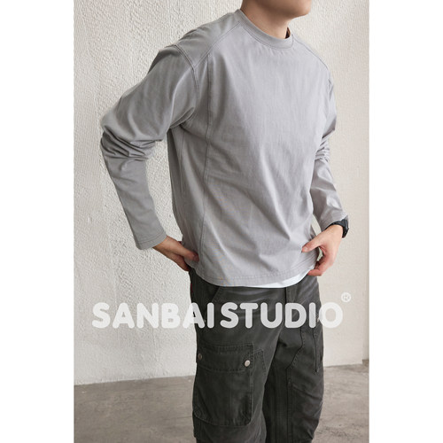 SANBAI叁佰美式复古水洗做旧长袖
