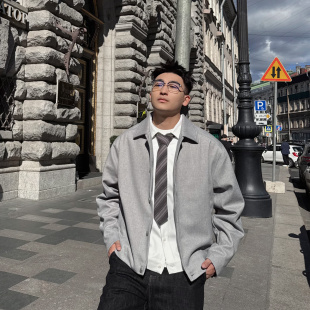 高级外套男士 SANBAI 休闲潮流呢料夹克 新款 春季 叁佰 文艺复兴