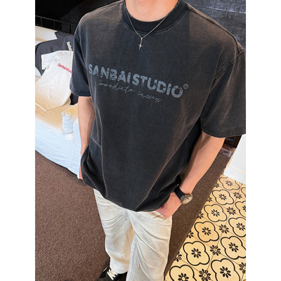 SANBAI叁佰水洗做旧炒色短袖