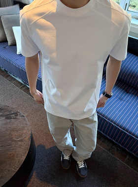 SANBAI叁佰【鱼骨正肩T2.0】夏季凉感防晒T恤男300g正肩修身短袖