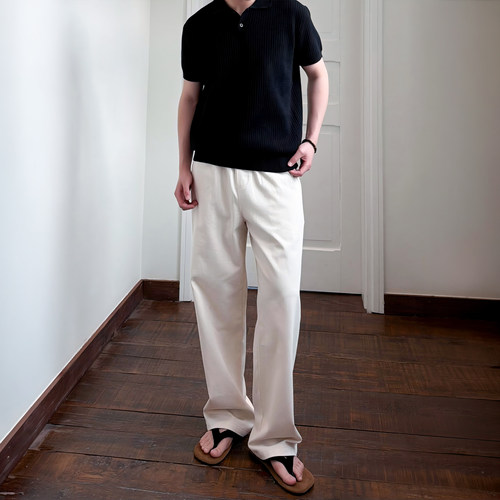 SANBAI叁佰棉麻混纺透气休闲裤