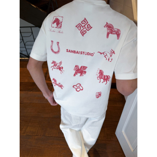 SANBAI叁佰 马年限定索罗娜科技撞色印花主题T恤 驭光