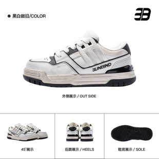 黑白做旧 增高运动鞋 3B大板鞋 复古厚底脏脏鞋 潮男春季 SANBAI