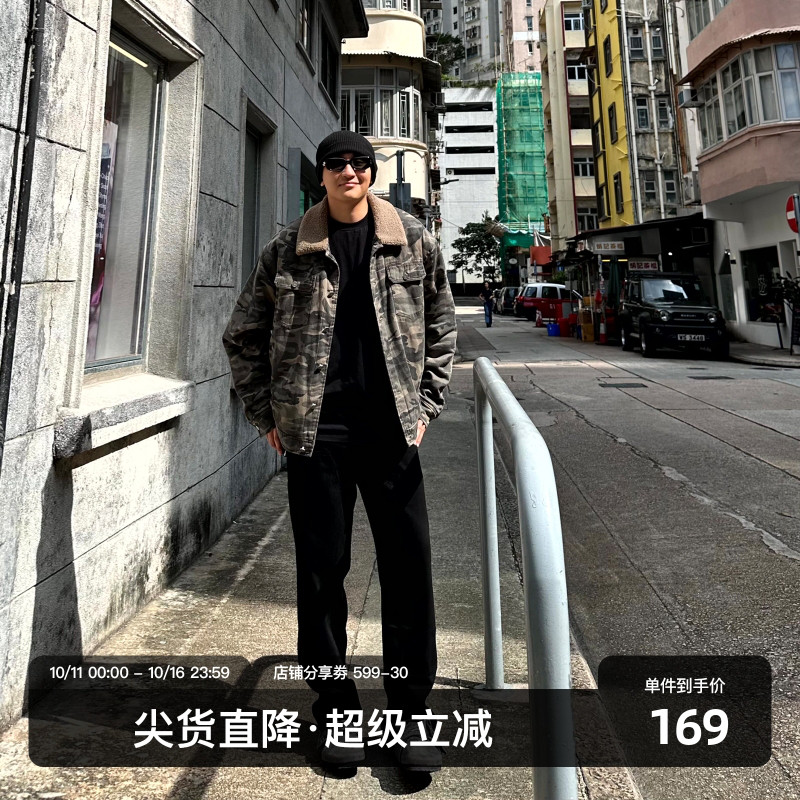 SANBAI水洗黑色伐木牛仔裤