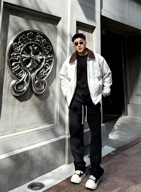 SANBAI 叁佰【独库】加绒卫裤男2025年秋冬休闲直筒宽松加厚长裤