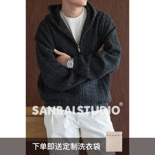 SANBAI 叁佰【粗针麻花卫衣】秋季新款流行长袖上衣男士休闲外套