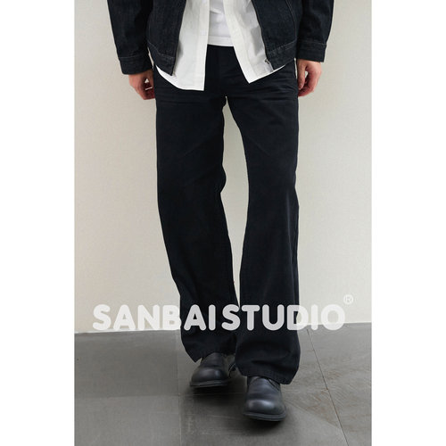 SANBAI叁佰秋季立体猫须牛仔裤