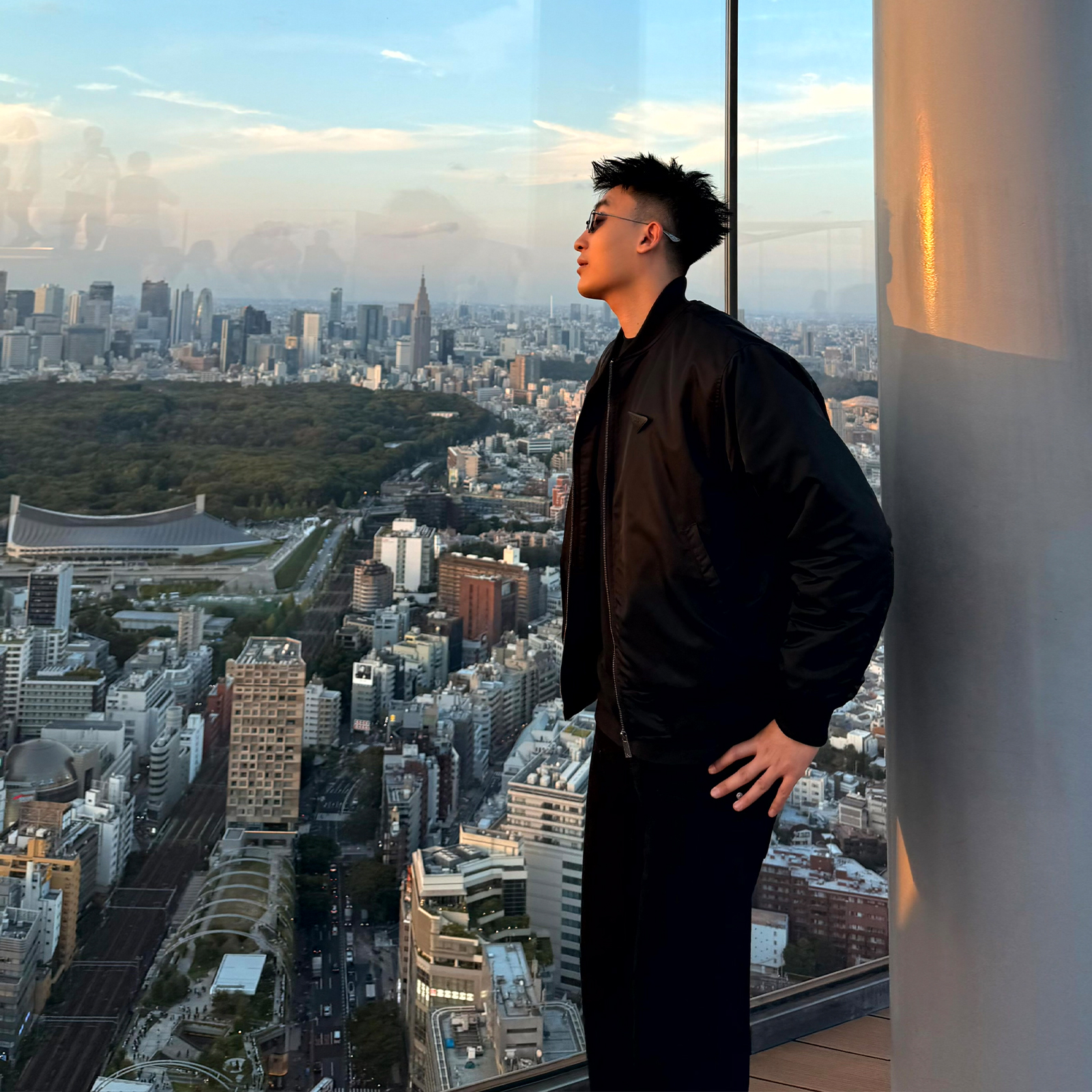 SANBAI黑色胸针棉衣外套