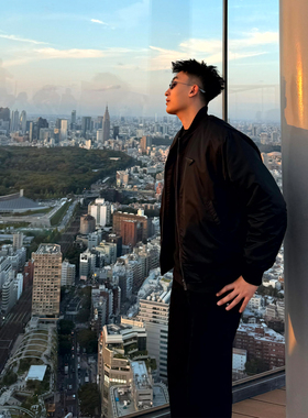 SANBAI叁佰【伦敦】黑色三防教练棉服男冬季新款美式飞行夹克外套