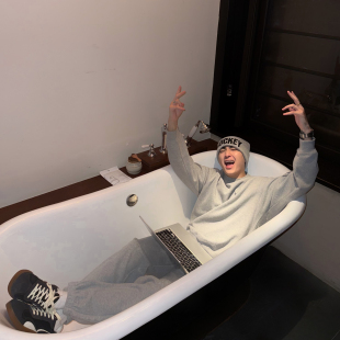 叁佰 休闲百搭宽松美式 束脚卫裤 男春季 灰色针织运动裤 SANBAI