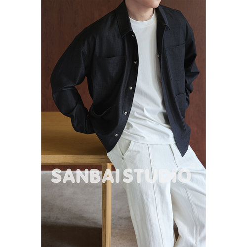 SANBAI叁佰哑光仿牛仔衬衣夹克