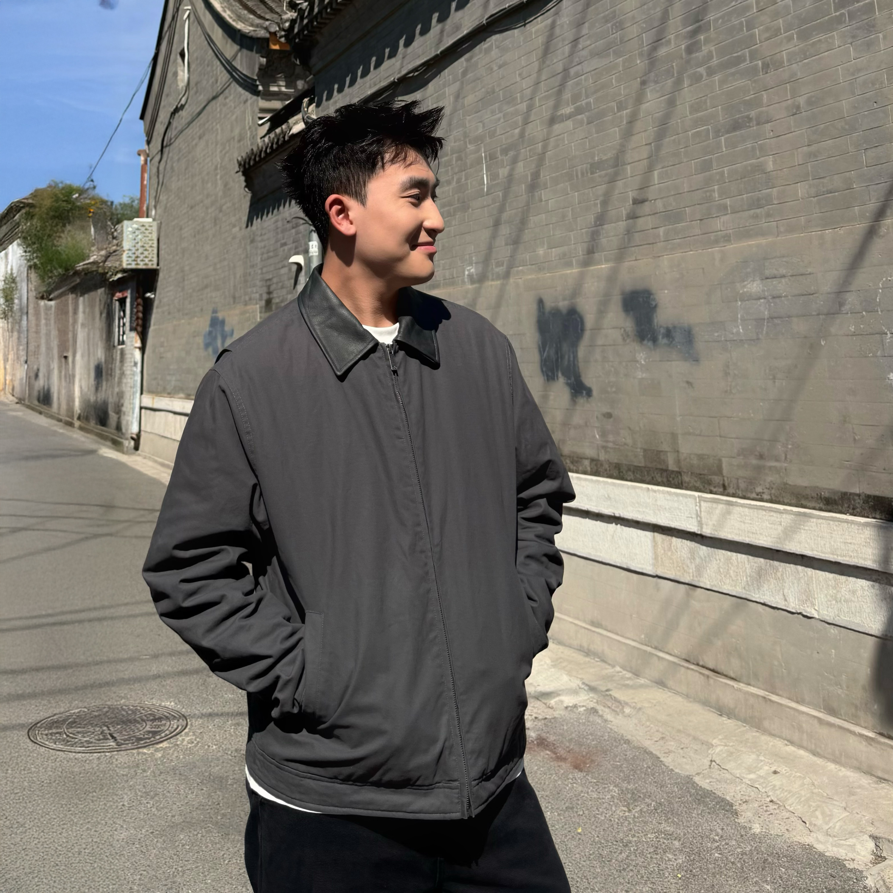 SANBAI叁佰复古真皮棉服