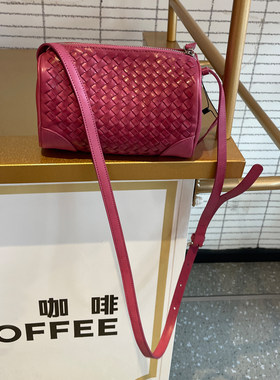 头层牛皮编织手工简约女士斜挎包
