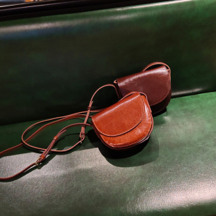 复古小包原创森系韩版 手工牛皮女士单肩包软皮妈妈手机斜挎马鞍包