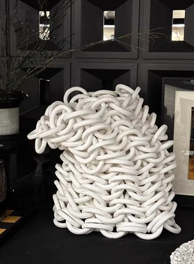 现代几何陶瓷镂空链条桌面花器