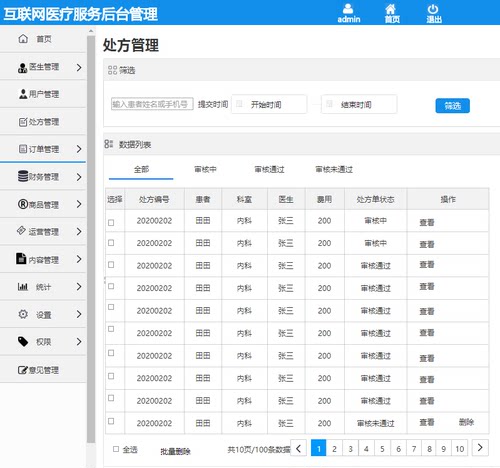 【医药、医疗】互联网医疗平台后台管理系统Axure原型