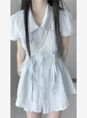 大码胖妹妹纯欲风蓝色系