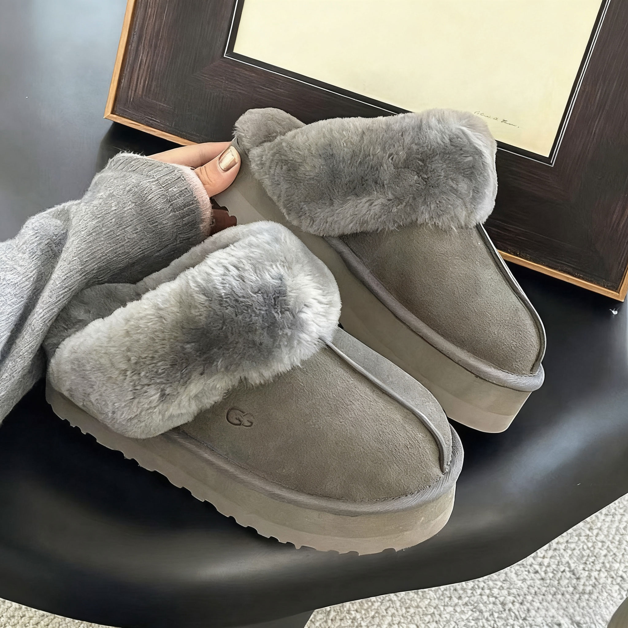 UG同款毛毛拖鞋女冬皮毛一体外穿