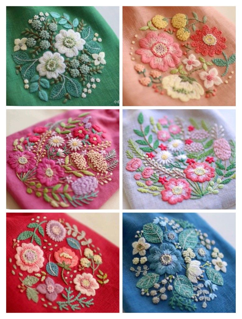 刺绣图案花团锦簇花环水溶无纺布免画图绣花图稿定做不是材料包