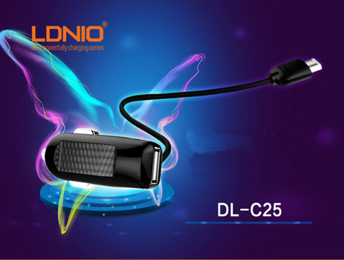LDNIO力德诺新款2.1A单USB车充DL-C25个性车载充电器带安卓线一体