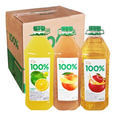 汇源100%卡曼橘柠檬苹果汁桃混合果汁2L*6瓶装桶装整箱家庭畅饮