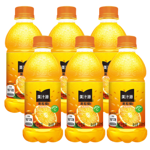 解渴饮品香甜可口 橙味果汁饮料装 美汁源果粒橙300ml 6瓶迷你装