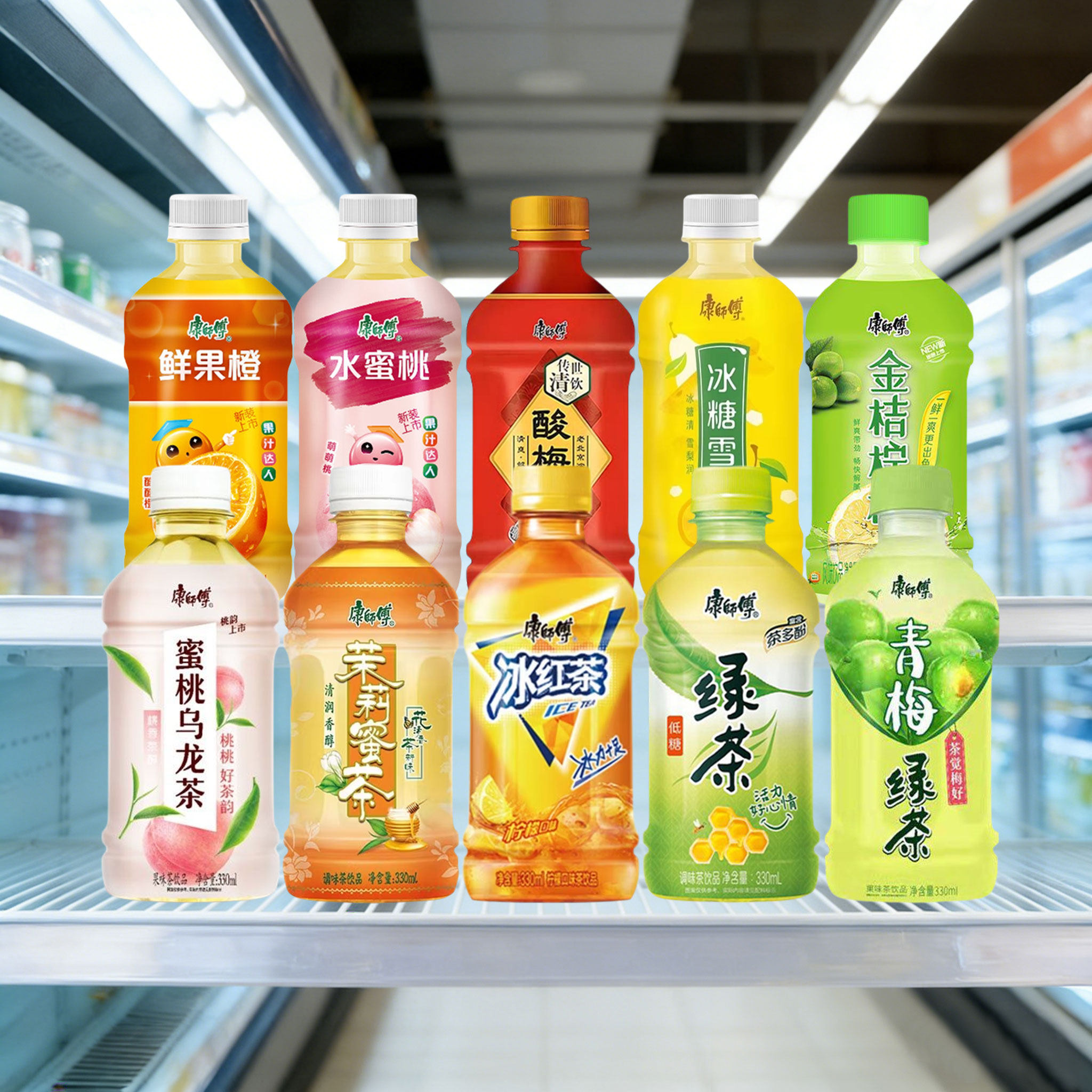 康师傅茶饮料330ml6瓶装冰红茶冰糖雪梨茉莉蜜茶青梅绿茶水饮小瓶图片