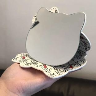hellokitty小镜子随身携带化妆镜折叠桌面学生宿舍哈喽kitty可立
