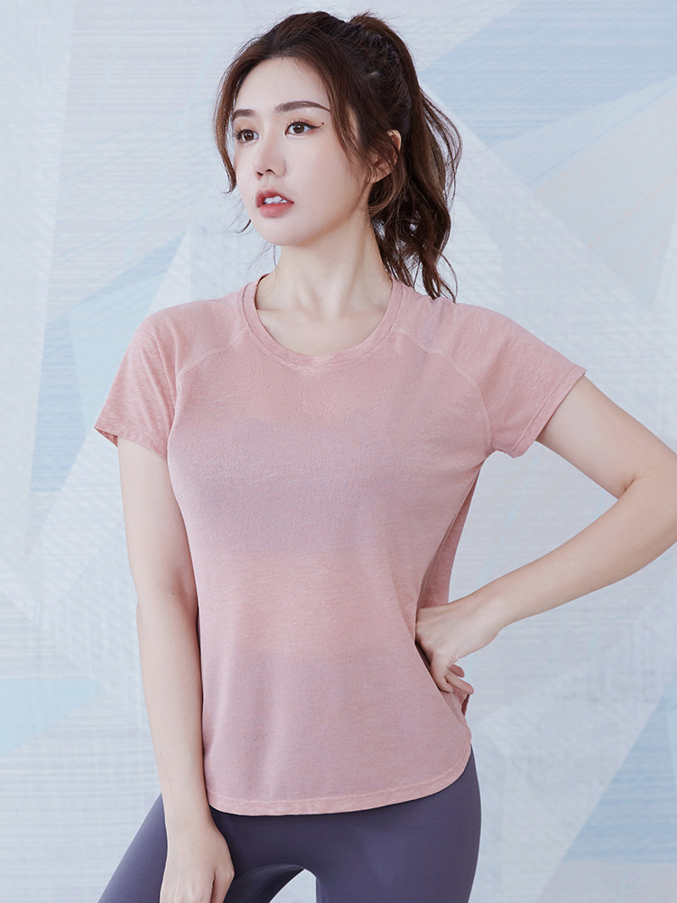 GYM WEAR WOMENS SUMMER LOOSE SLIM MESH STITCHING SHORT SLEEVE T-SHIRT BREATHABLE PROFESSIONAL RUNNING EXERCISE YOGA TOP