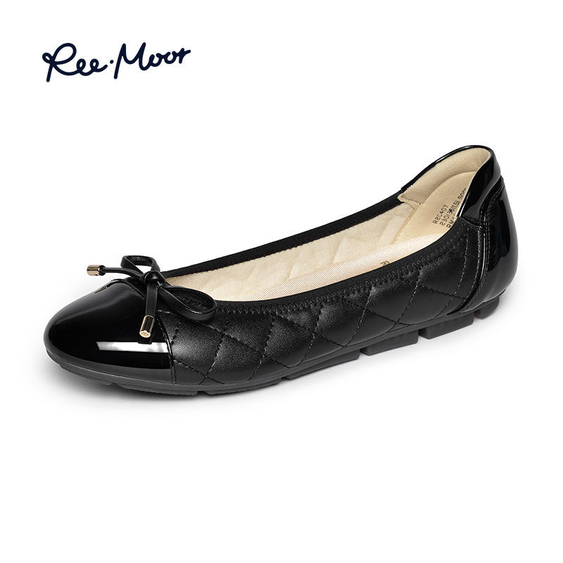 reemoor蝴蝶结浅口绗缝平底鞋