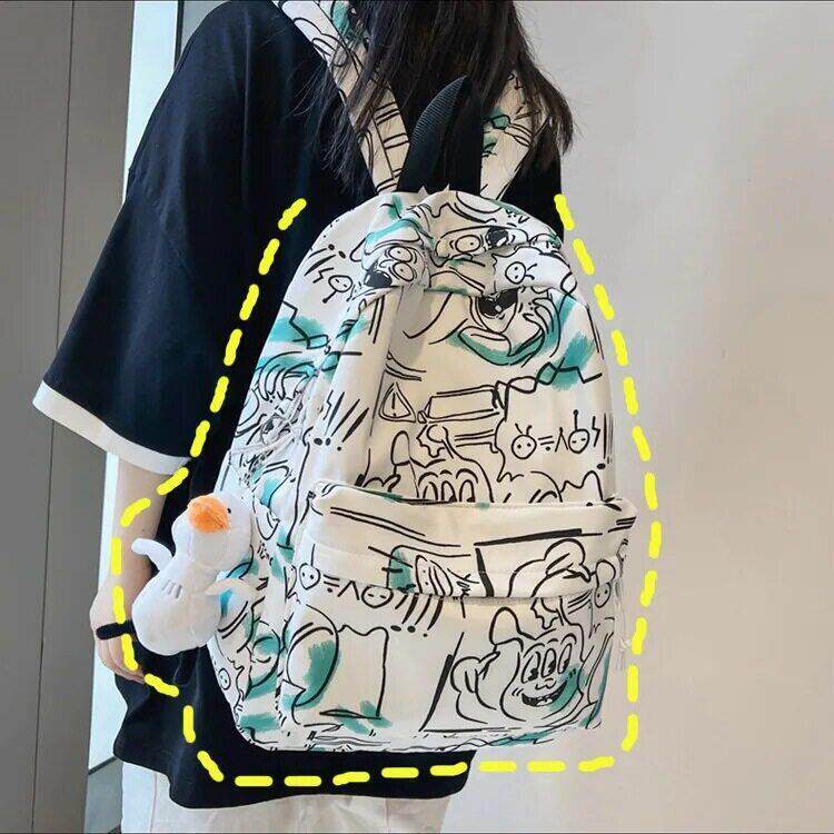 潮酷个性涂鸦日系高中学生初中生书包男大学生休闲背包女双肩包男