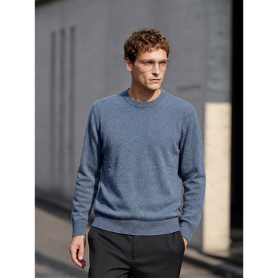 H家康赛妮山羊绒嵌花男士针织衫