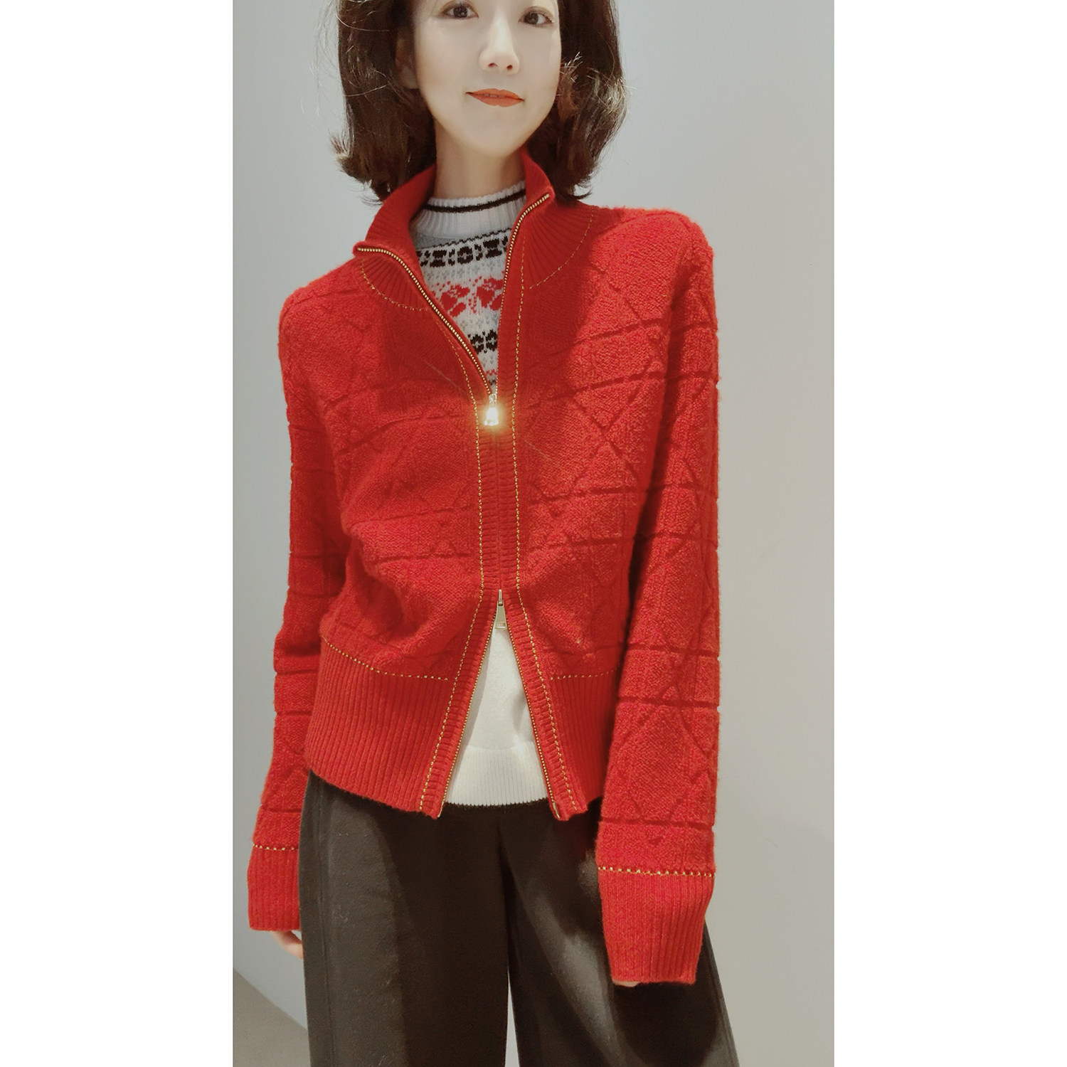 25冬~云感疗愈【100羊绒/高450克/棱格肌】拉链针织/外套开衫毛衣