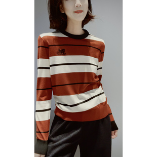 无扎 细针编 马车提花 撞色彩条 可机易护 VTG针织衫 精纺羊毛