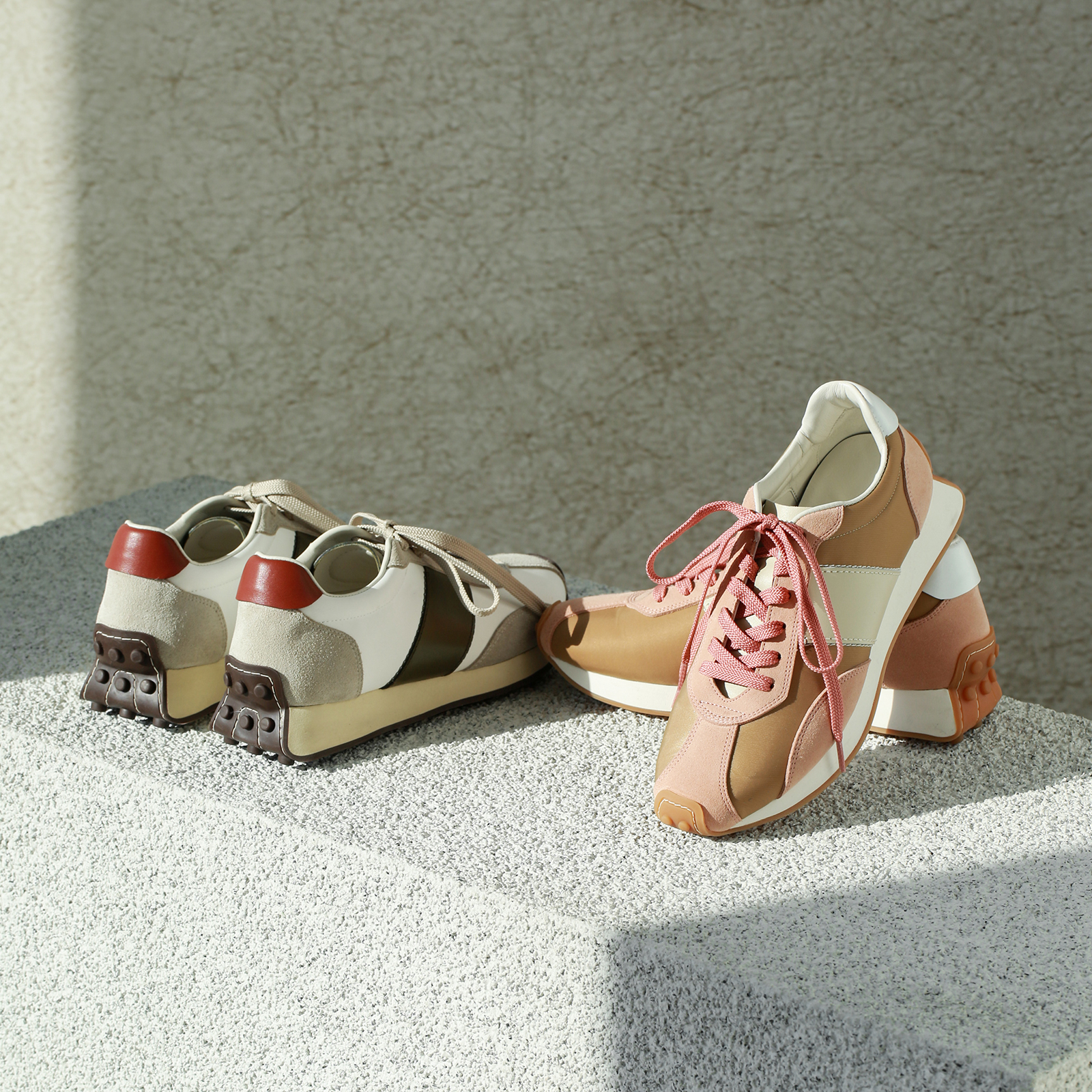 高丝光牛猄牛皮防水布撞色阿甘鞋