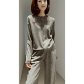 全羊毛 爱心手工绣花 怦然心动 复古奶奶针织开衫 戎美 25冬