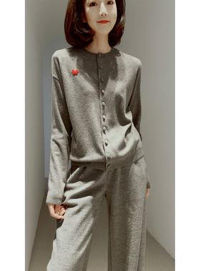 戎美 25冬~怦然心动【爱心手工绣花/全羊毛】复古奶奶针织开衫