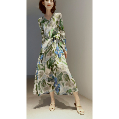 真丝双绉_肌理印花衬衫上衣/半裙