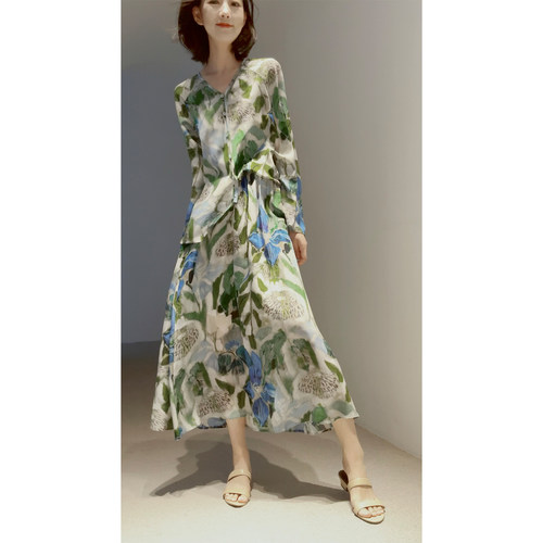 真丝双绉_肌理印花衬衫上衣/半裙