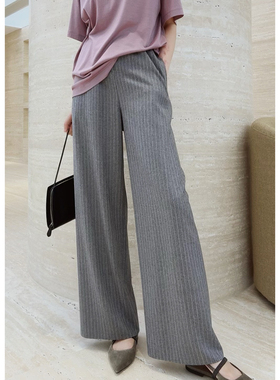 意大利VBC/Super 120's精纺羊毛/人字纹+条纹 老钱风松紧腰空气裤